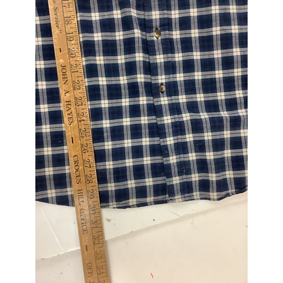 Eddie Bauer Mens XXL Button Down Cotton Long Sleeve Plaid Shirt Blue & Beige - Picture 4 of 5